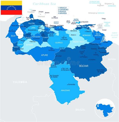 Venezuela Map Info Graphic Vector Illustration Stock Illustration