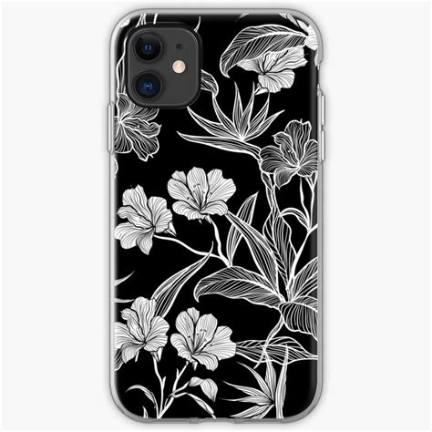 Black Floral Design Iphone Case By Reflectionsart Black Iphone Cases
