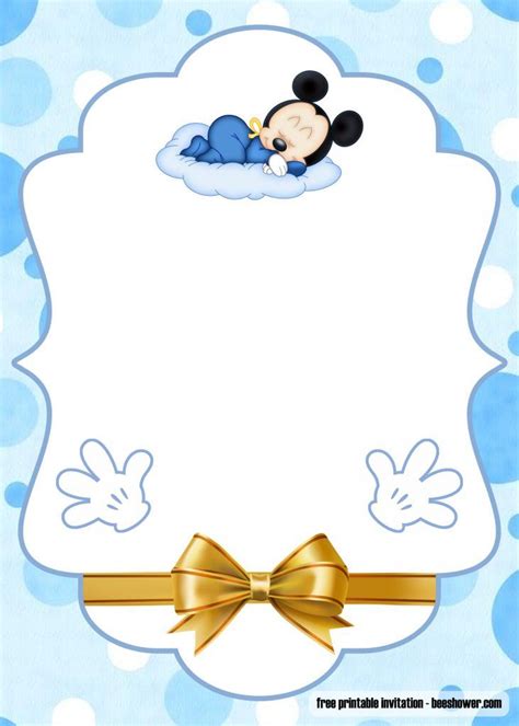 Baby shower invitation templates set. FREE Printable Mickey Mouse Baby Shower Invitations ...
