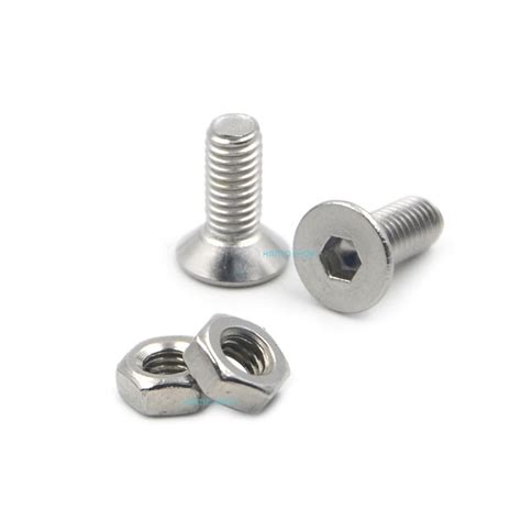 100pcs M3x8mm Stainless Steel Flat Countersunk Head Hexagon Thread Screws Bolts 100pcs M3 Nuts