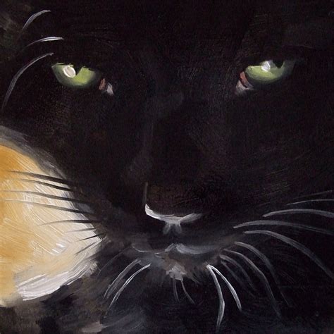Paintings From The Parlor Black Cat Stare Original Oil Painting By
