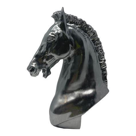 Chrome Mirror Hand Painted Bust Sculpture Of Horse Chairish