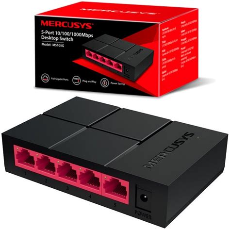 Switch Red Ethernet Gigabit 5 Puertos Mercusys 5 Port 1000mbps Ms105g Red