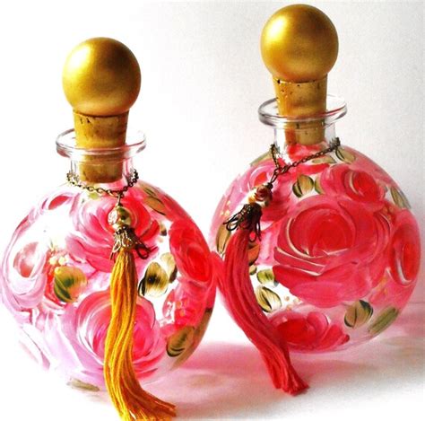 Items Similar To Large Glass Decorative Perfume Bottle Painted Pink