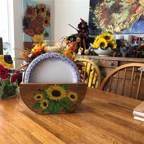 Paper Plate Holder Wooden Plate Holder Holder For Plates Sunflower