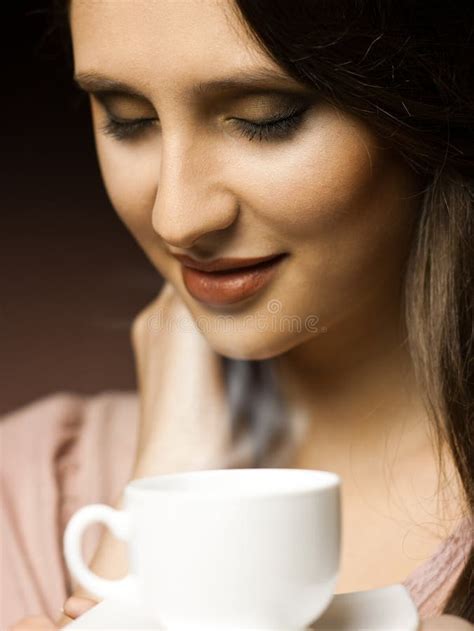 Beautiful Woman With Cup Of Coffee Stock Image Image 21507811
