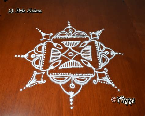 11 Dots Simple Kolam Mellika Muggulu Simple Design Rangoli