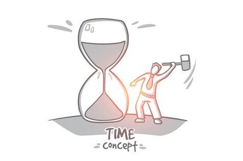 Concepto De Tiempo Pasando El Tiempo De Reloj De Arena Dibujado A Mano