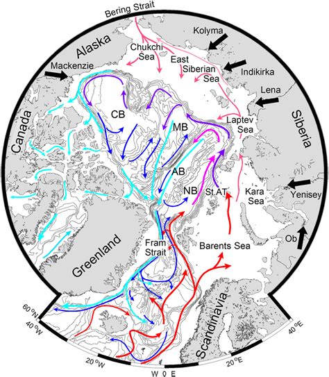 Dominating Arctic Ocean Currents With Inflowing Relative Warms Surface