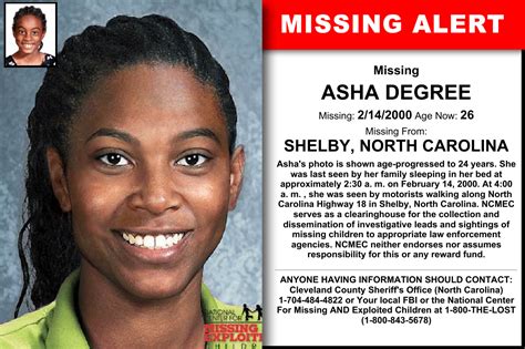 ASHA DEGREE, Age Now: 26, Missing: 02/14/2000. Missing From SHELBY, NC