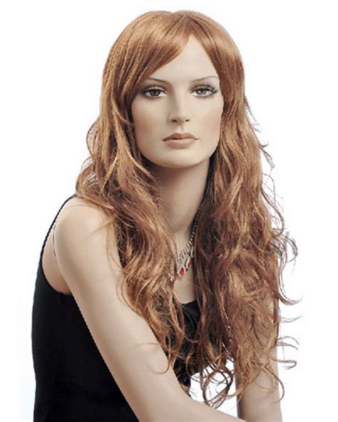 Feshfen 25 Auburn Long Wavy Wig Synthetic Hair Wig Wigs 100 Remy Human Hair Extensions