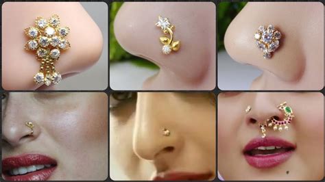 New Gold Nose Pin Stud Design Collection For Fashion Girlswomen Nose