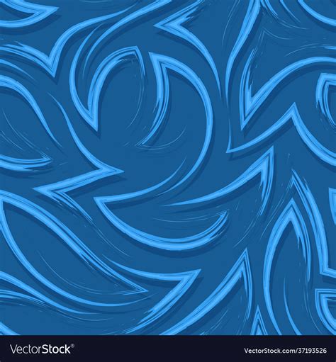 Blue Seamless Pattern Flowing Brush Royalty Free Vector