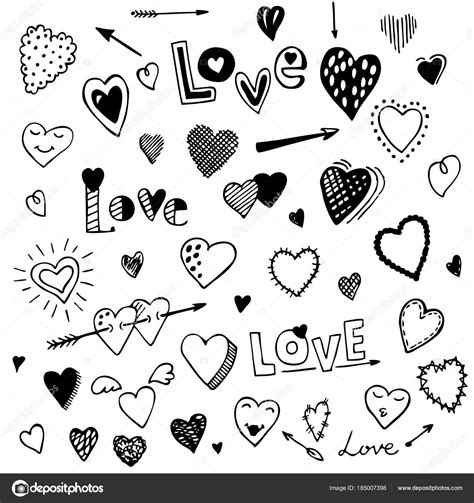 Set Of Heart Doodles Hand Drawn Vector Stock Vector Image By ©olya