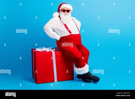 Full Size Photo Of Cool Fat Overweight Santa Claus With Big Abdomen Sit