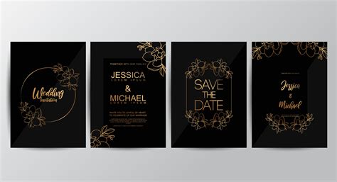 Premium Black Luxury Wedding Invitation Set 666023 Vector Art At Vecteezy