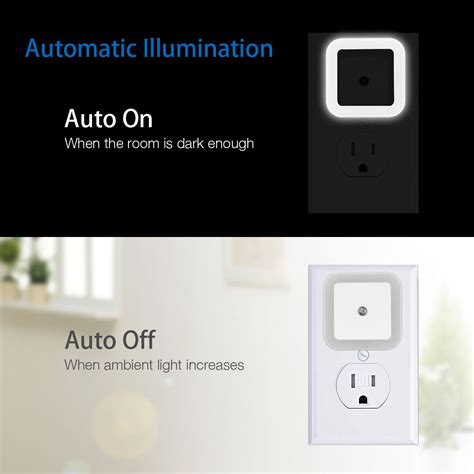 6pcs Plug In Led Night Lights Lamp Dusk To Dawn Sensor Hallway Kitchen
