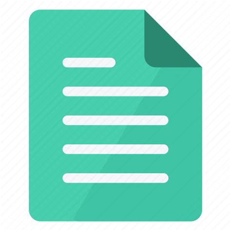 Document File Green Paper Portrait Sheet Text Icon
