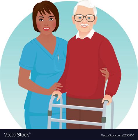 Nurse Helps Elderly Patient Royalty Free Vector Image