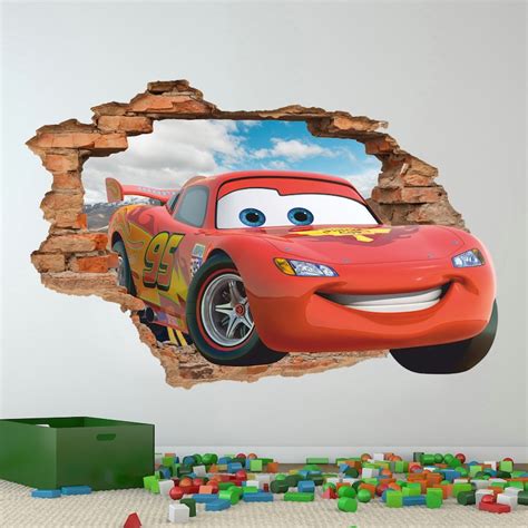 Disney Cars 3d Wall Decal Lightning Mcqueen Wall Sticker Etsy