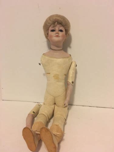 Antique Bisque Doll Orig Kid Leather Body As Is German Doll Antique