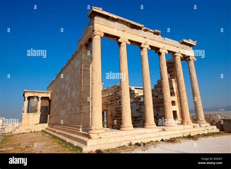The Erechtheum Temple The Acropolis Of Athens In Greece Stock Photo