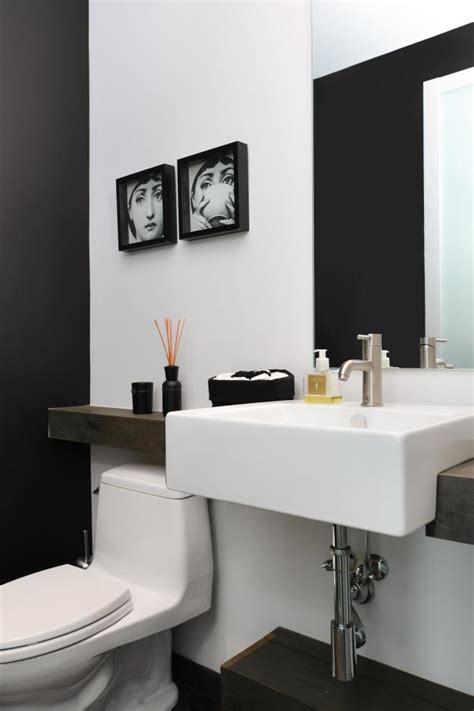 Contemporary Powder Room With Black Accent Wall Hgtv
