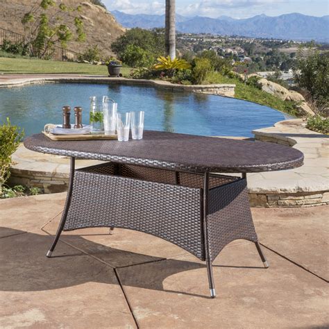 Ramsey Outdoor Oval Wicker Dining Table Multibrown