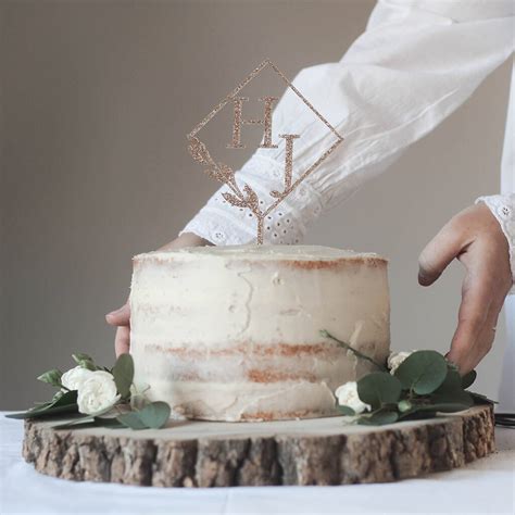 Personalised Geometric Wedding Cake Topper By Fira Studio
