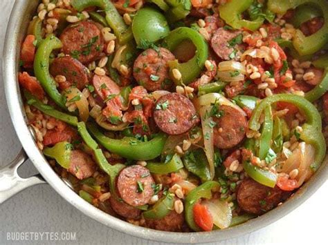 Smoked Sausage With Peppers And Farro Budget Bytes