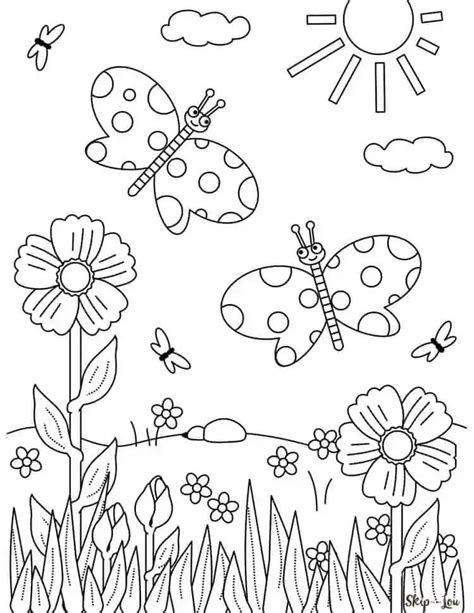 Butterfly And Flower Coloring Pages For Adults