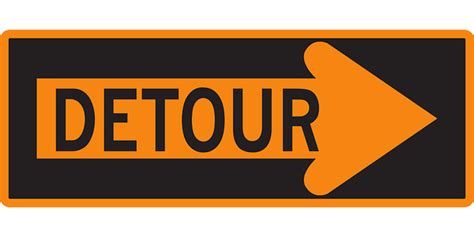 Detour Sign Warning Free Vector Graphic On Pixabay