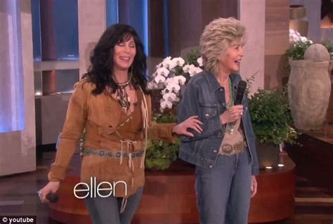 Ellen Degeneres Wears Chers Iconic Sheer Bodysuit As The Singer
