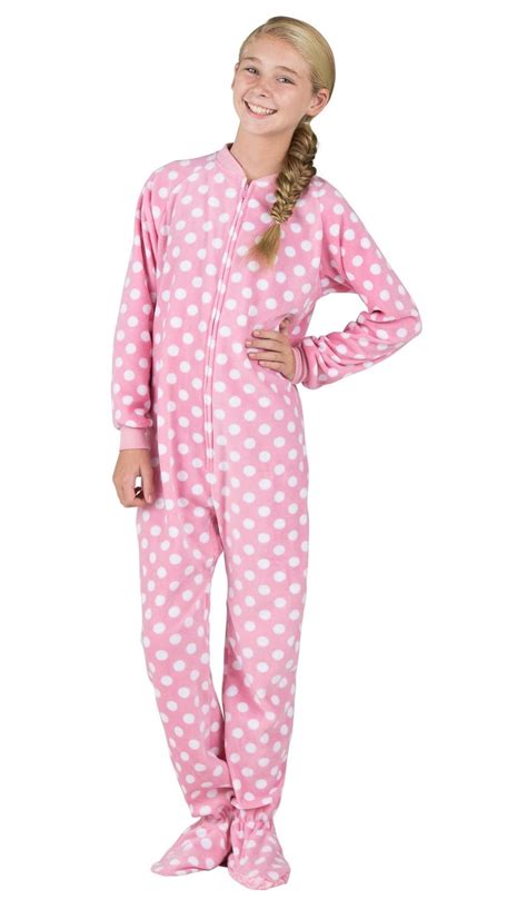 Footed Pajamas Footed Pajamas Pretty In Polka Kids Fleece Onesie