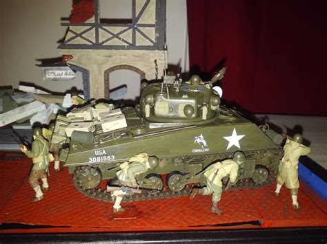 135th Scale Diorama Tamiya M 4 Sherman Tank And Us Infantry 2 Resin