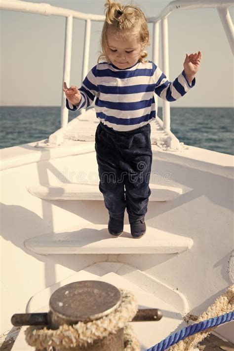 Cute And Carefree Adventure Boy Sailor Travelling Sea Child Cute