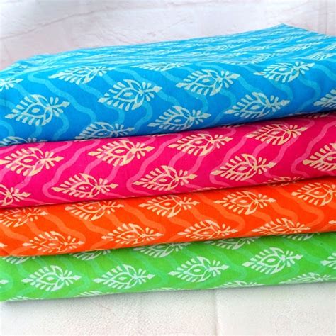 Paisley Indian Block Print Cotton Fabrics In Bright Colors Etsy