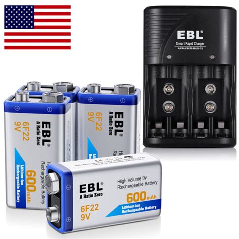 4x 600mah 9v 6f22 Li Ion Rechargeable Batteriesuniversal 9 Volt