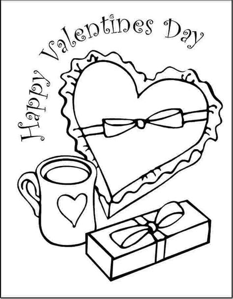 Print Happy Valentines Day Färbung Seite Kostenlose Druckbare
