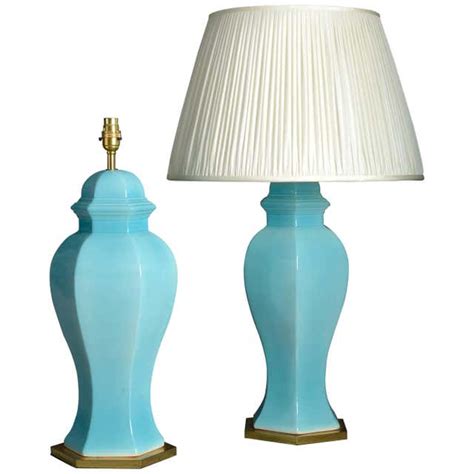 Pair Of Turquoise Glazed Lamps For Sale At 1stdibs