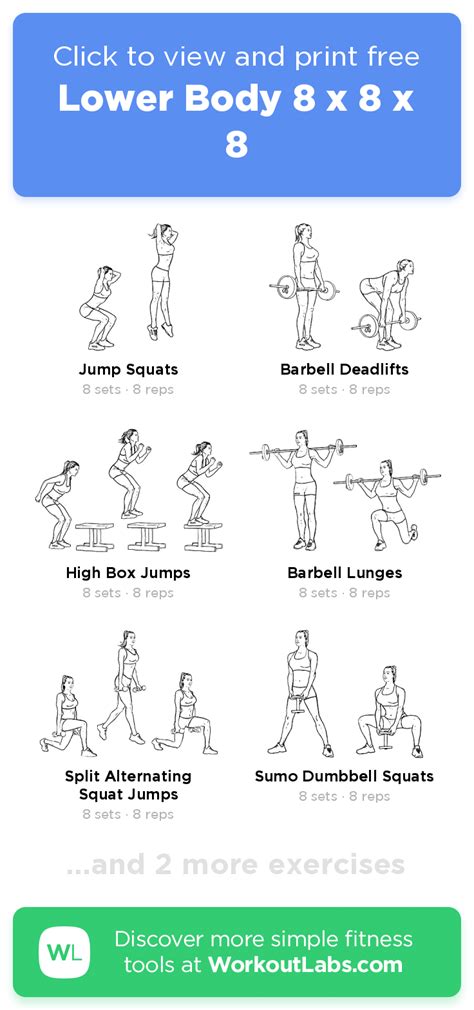Exercise with confidence with our simple, visual and high quality fitness products you can take anywhere. Lower Body 8 x 8 x 8 · WorkoutLabs Fit | Workout plan gym ...