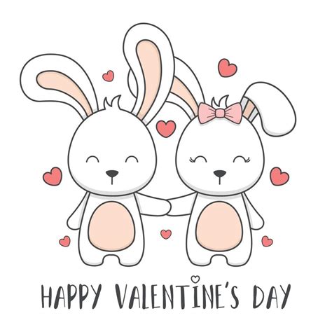 Cute Valentines Day Bunny Rabbit Couple 4947269 Vector Art At Vecteezy
