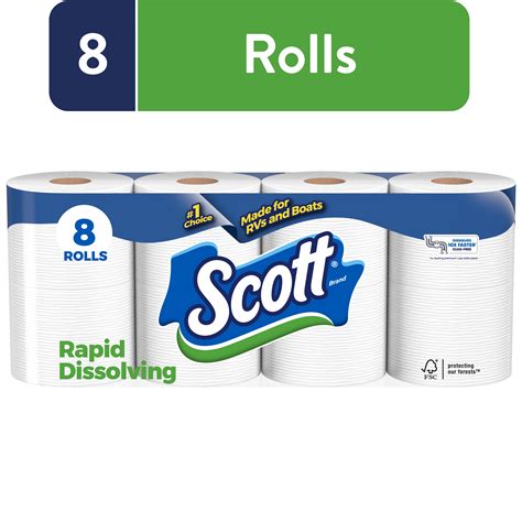 Scott Rapid Dissolving Toilet Paper For Rvs And Boats 8 Double Rolls