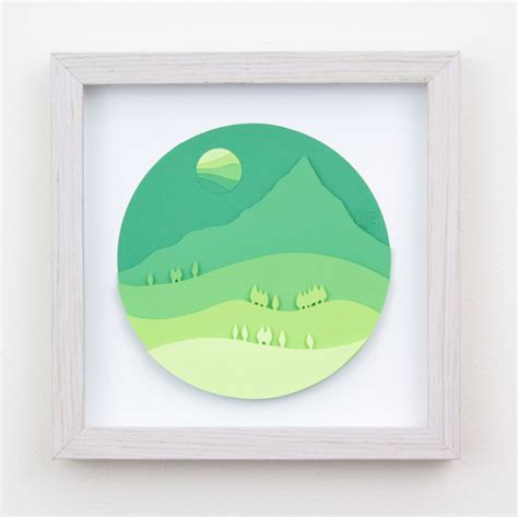 3d Paper Art Green Mountain
