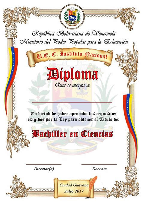 Diploma De Bachiller Para Imprimir Pide