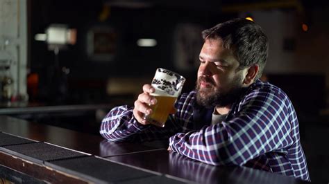 Bearded Man Drinking Beer Enjoying Drink At Stock Footage Sbv 328101951