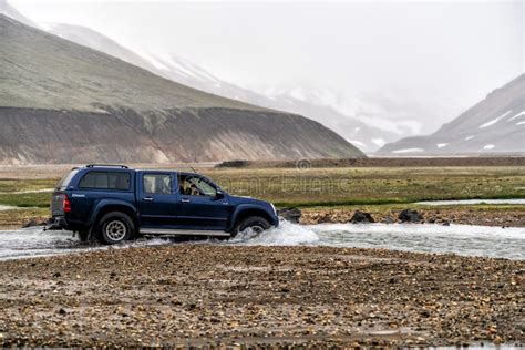 4wd Car Travel Off Road In Landmannalaugar Iceland Editorial