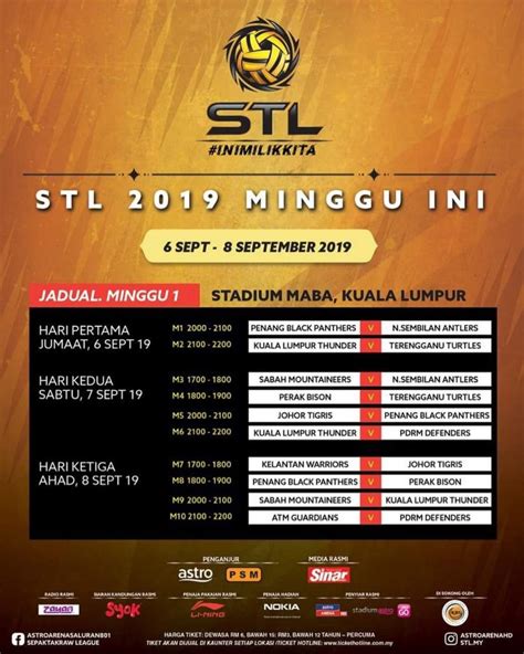 Perasmian sepak takraw league 2018 x stan collymore | astro arena. Jadual STL 2020 Sepak Takraw League (Divisyen Premier ...