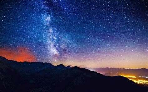 Silhouette Of Mountains Under Clear Sky Full Of Stars Landscape Starry Night Night Sky Stars