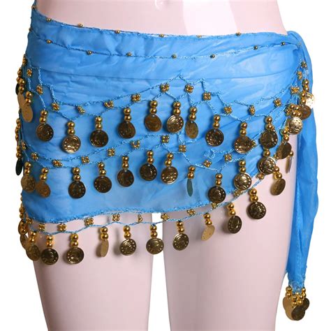 3 Rows Belly Dance Costumes Hip Scarf Wrap Belt Skirt With Gold Silver Coins Fashion Clothing